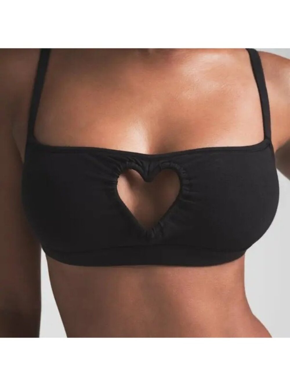 SKIMS Cotton Jersey Heart Scoop Bralette Black Size XL NWT